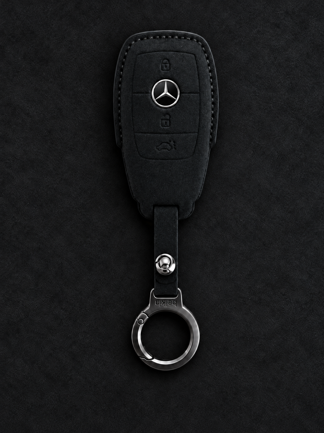 Leren sleutelhoes voor Mercedes-Benz | Type C – Zwart