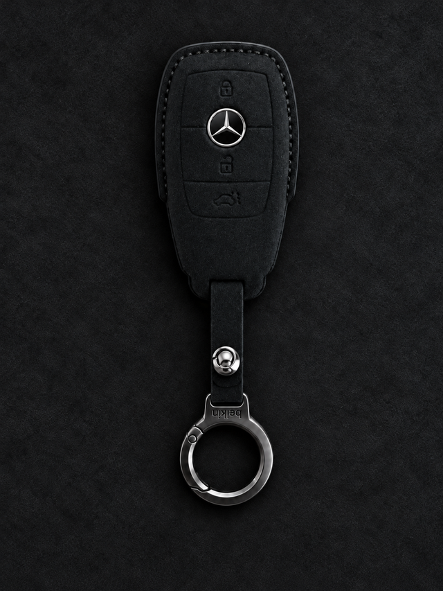 Leren sleutelhoes voor Mercedes-Benz | Type C – Zwart