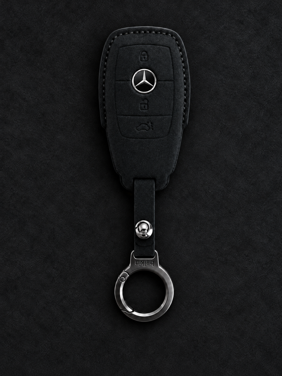 Leren sleutelhoes voor Mercedes-Benz | Type C – Zwart