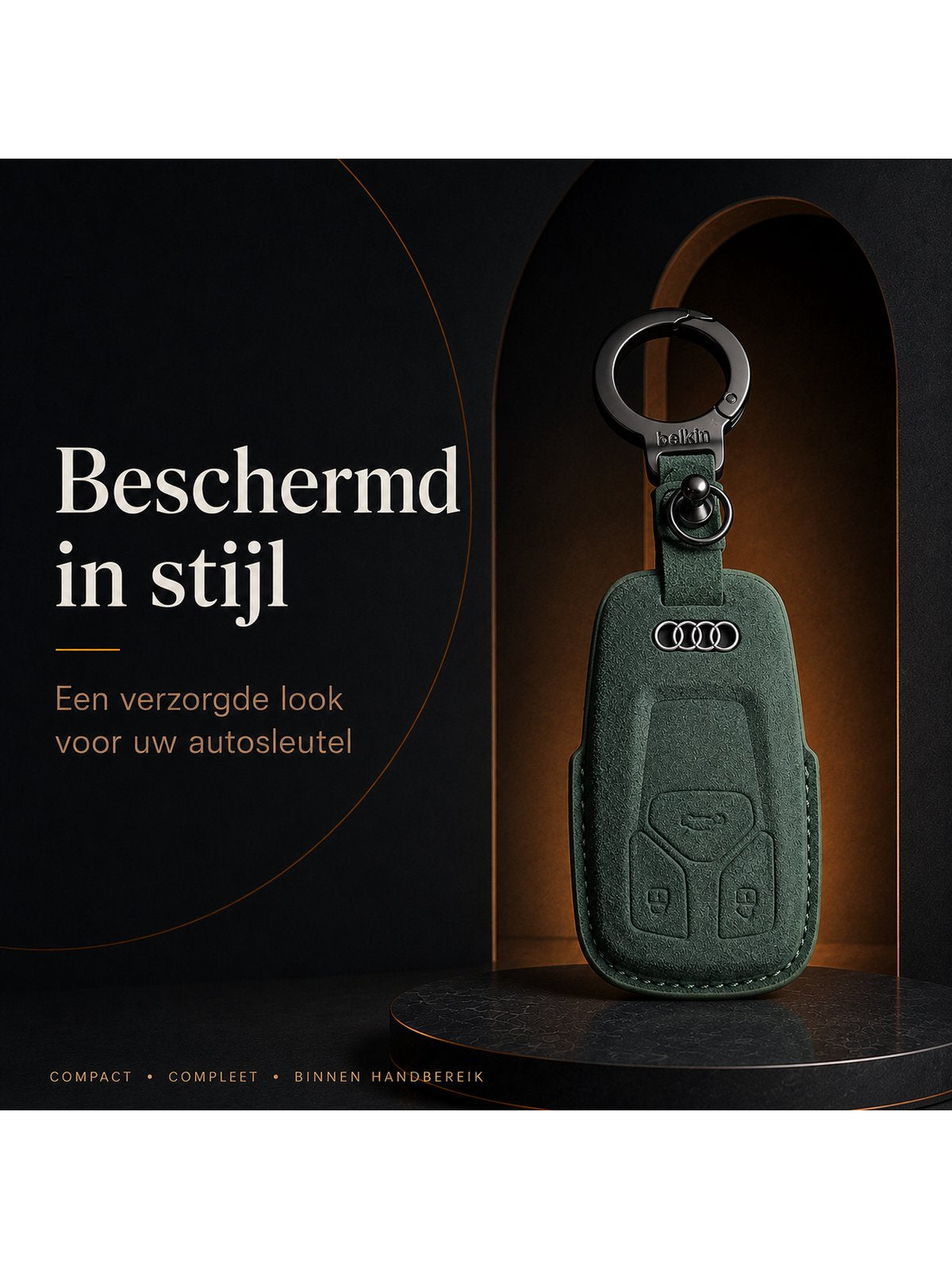 Torvane Audi Type A groen met metalen sleutelring en hanger — afbeelding 4