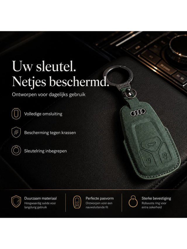Audi Leren Sleutelhoesje Type A – Groen met Ring