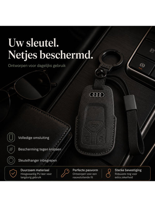Torvane Audi Type A zwart met metalen sleutelring en hanger