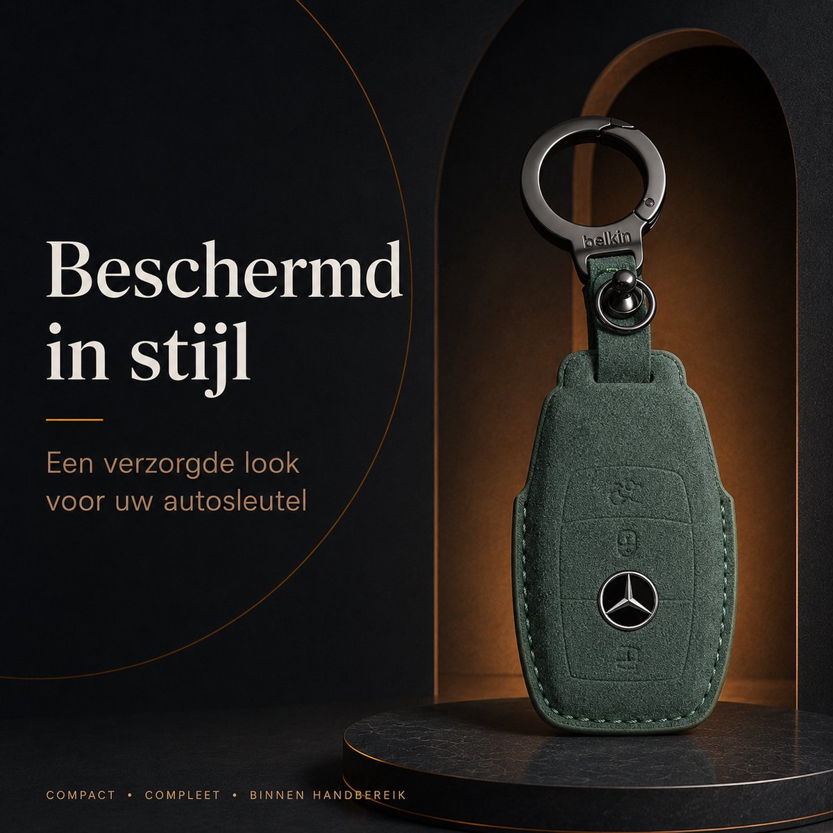 Groene sleutelhoes voor Mercedes-Benz Type C met metalen ring — afbeelding 2