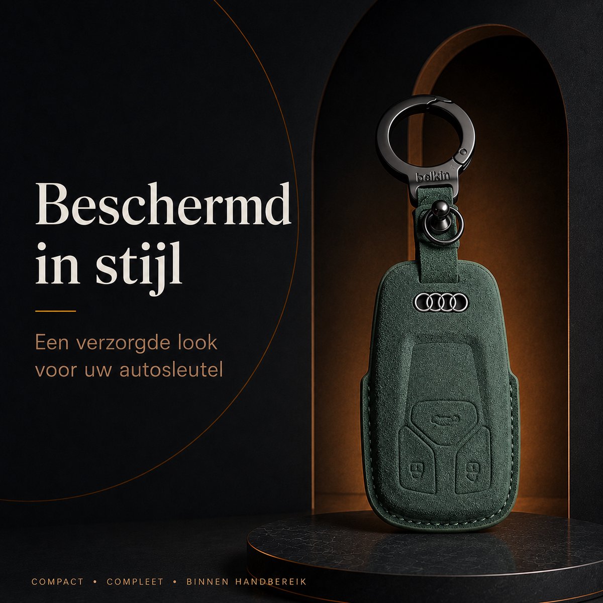 Torvane Audi Type A groen met metalen sleutelring en hanger — afbeelding 4