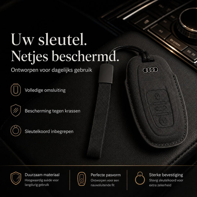 Torvane Sleutelhoesje voor Audi – Type B – Zwart – Met koord en lusje