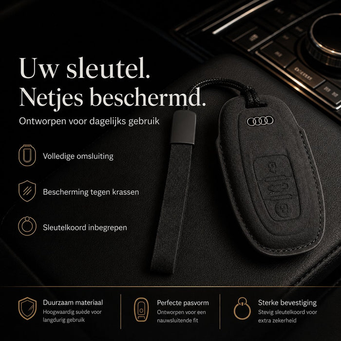 Torvane Sleutelhoesje voor Audi – Type B – Zwart – Met koord en lusje