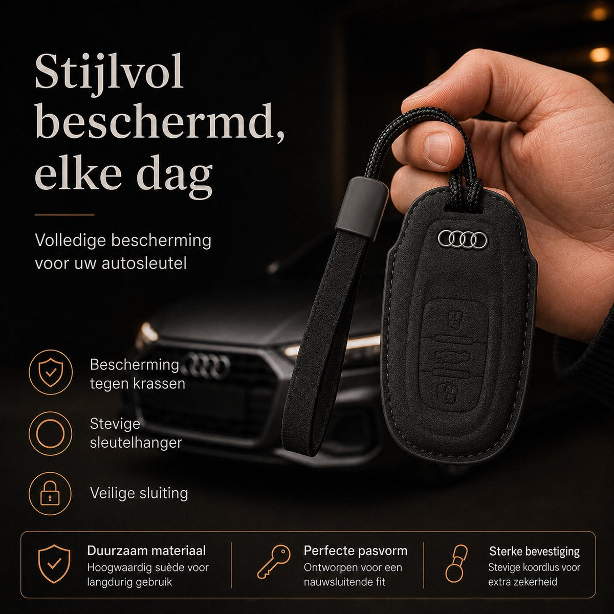 Torvane Audi Type B zwart met koord en lusje — afbeelding 2