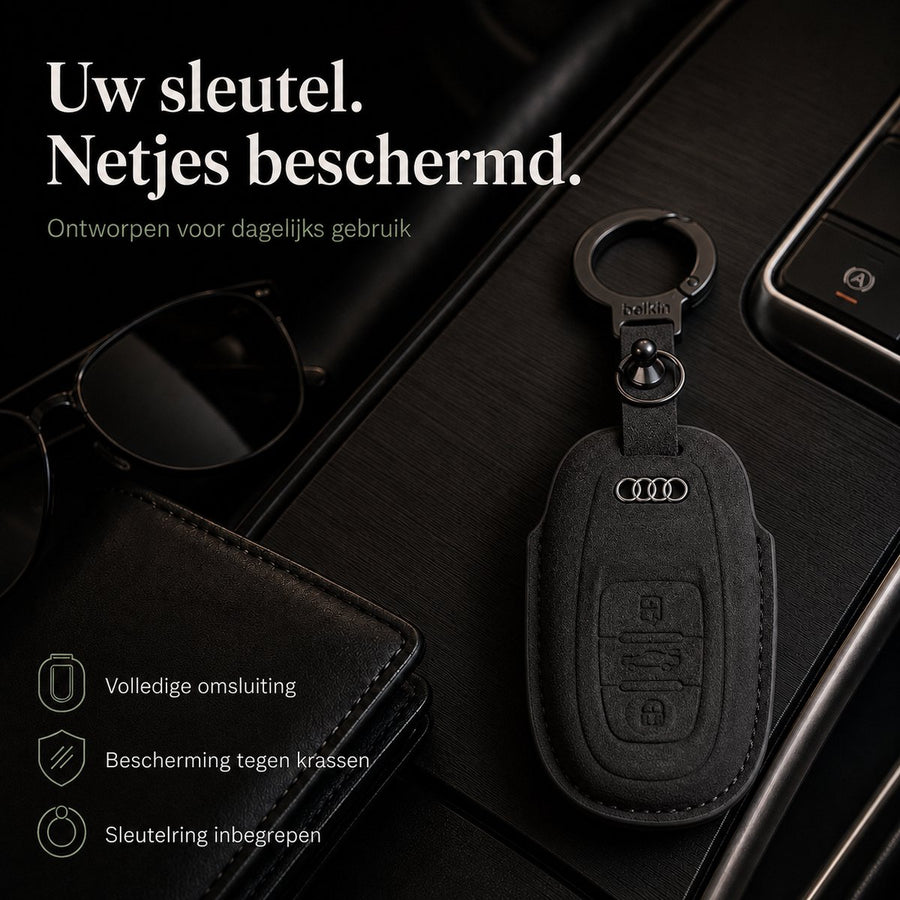 Torvane Sleutelhoesje voor Audi – Type B – Zwart – Met sleutelring