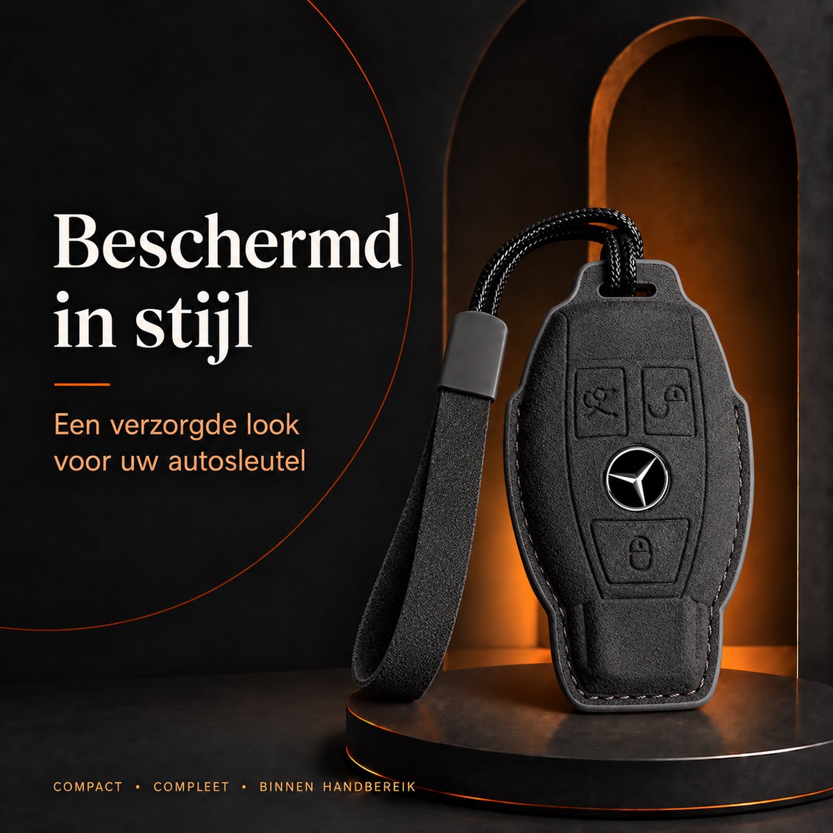 Torvane Mercedes-Benz Type A zwart suède-look met polskoord — afbeelding 3