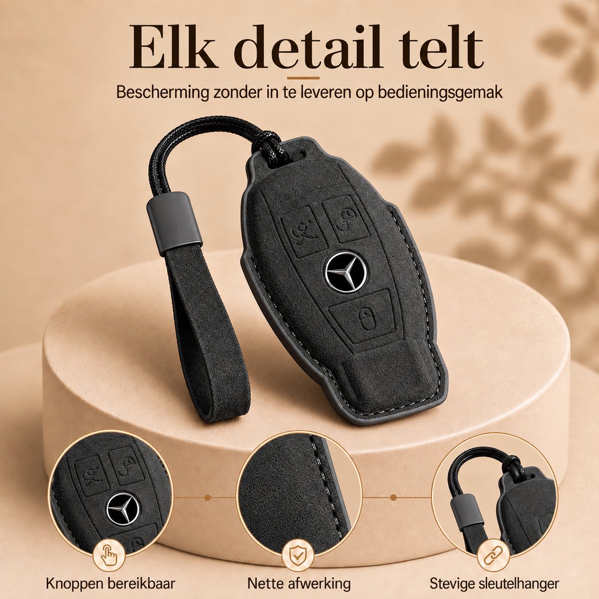 Torvane Mercedes-Benz Type A zwart suède-look met polskoord — afbeelding 4