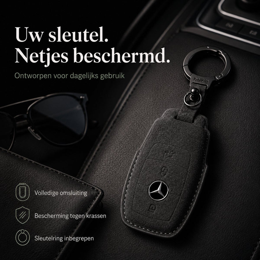 Leren sleutelhoes voor Mercedes-Benz | Type C – Zwart
