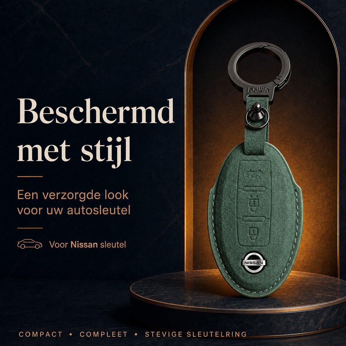 Torvane leren sleutelhoesje voor Nissan Type A groen — afbeelding 4