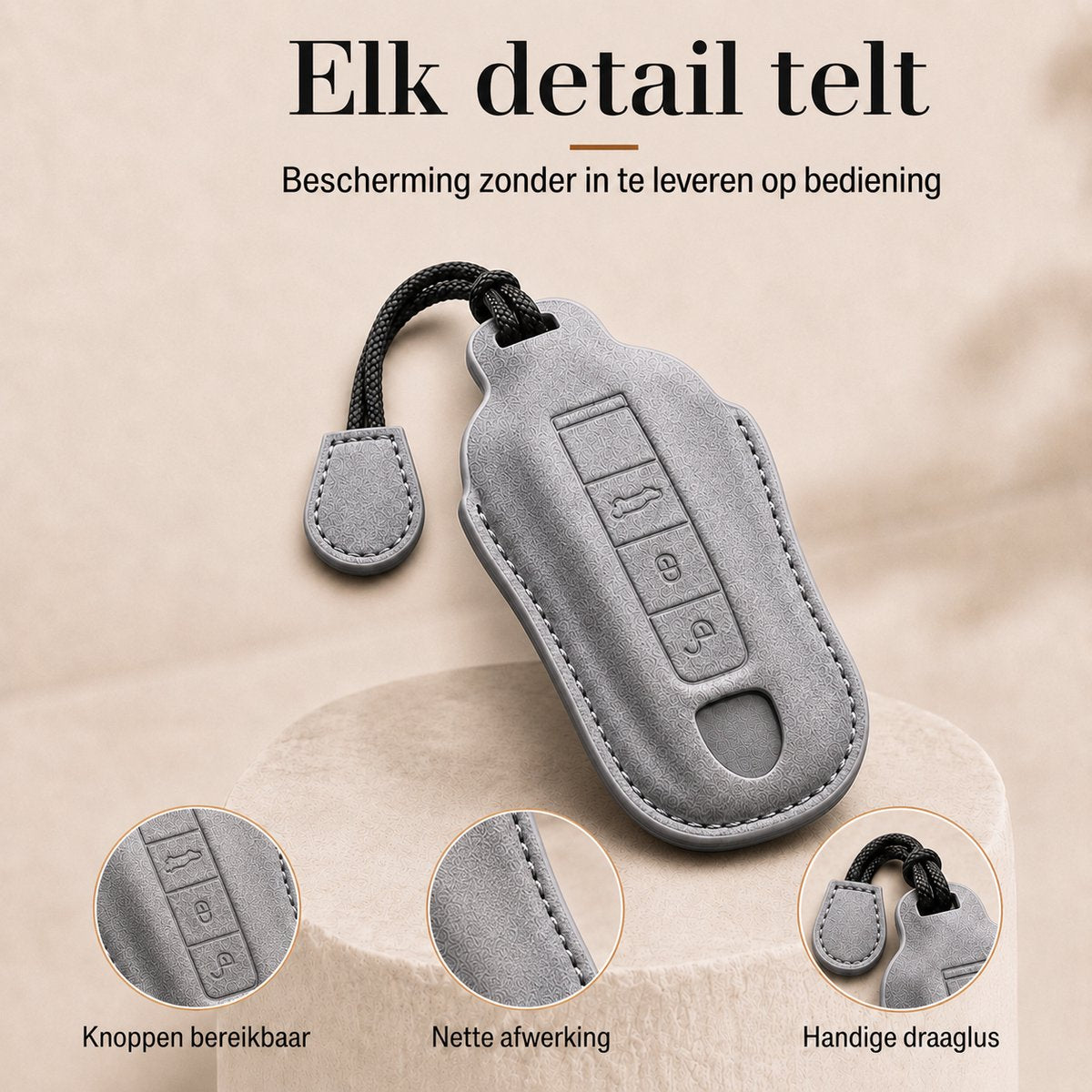 Torvane sleutelhoesje voor Porsche Type A Titanium Grijs met draaglus