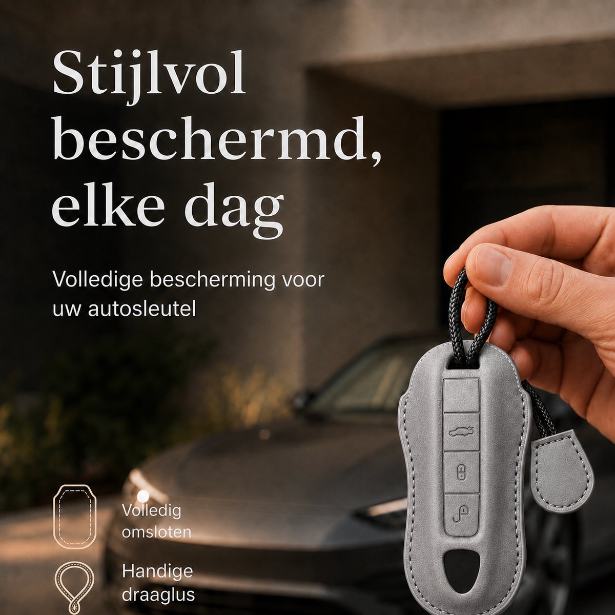 Torvane sleutelhoesje voor Porsche Type A Titanium Grijs met draaglus — afbeelding 2