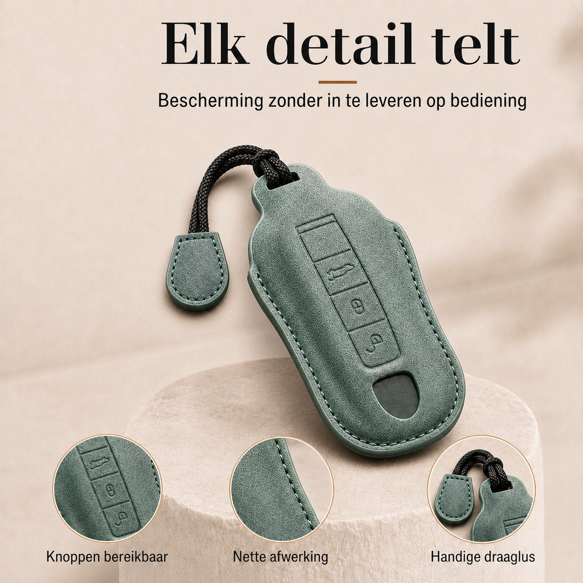 Torvane sleutelhoesje voor Porsche Type A Vintage Groen met draaglus